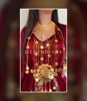 Ruby Royal Coin Embellished Kurdish Dress