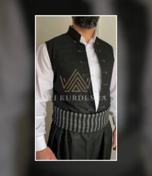 Noir Classic Men’s Kurdish Vest Outfit